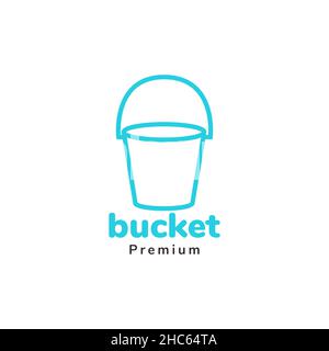 linea semplice bucket blu logo design vettore grafico simbolo icona segno illustrazione idea creativa Illustrazione Vettoriale