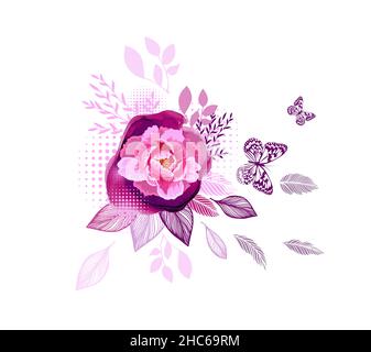 Astrazione da fiori e farfalle. Illustrazione vettoriale Illustrazione Vettoriale