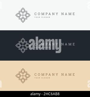 elegante e minimalista modello del logo e icona line art Illustrazione Vettoriale