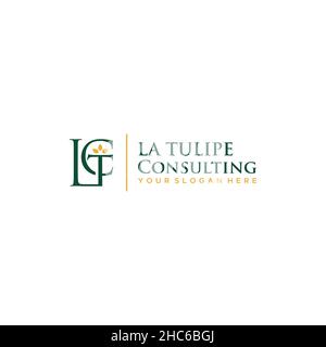 Design del logo Flat Initial LTC LA TULIPE CONSULTING Illustrazione Vettoriale