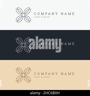 elegante e minimalista modello del logo e icona line art Illustrazione Vettoriale