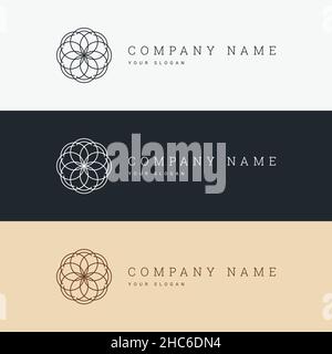 elegante e minimalista modello del logo e icona line art Illustrazione Vettoriale