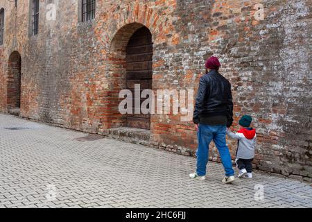 Giorni della Merla Festival in un piccolo comune di Pizzighettone Italia Foto Stock