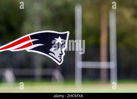 16 settembre 2021, Boston, Massachusetts. Emblema Di un professionista del team di football americano New England Patriots con sede nella Greater Boston Area negli s. Foto Stock