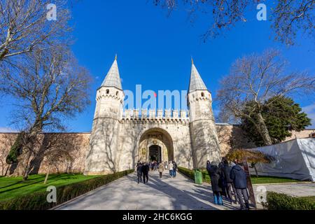 Ingresso al Palazzo Topkapi di Istanbul, Turchia. Foto Stock