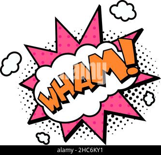 Wham suono di esplosione nuvola per rivista Illustrazione Vettoriale
