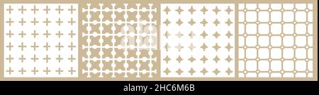 Set di semplici motivi vettoriali senza giunture beige disegnati a mano. Illustrazione astratta disegnata a mano su sfondo bianco. Illustrazione Vettoriale