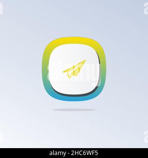 Icona aereo carta 3D. Icone web, logo, pulsante. 3D illustrazioni vettoriali. Concetto per favicon, icona app, banner Web, logo Illustrazione Vettoriale