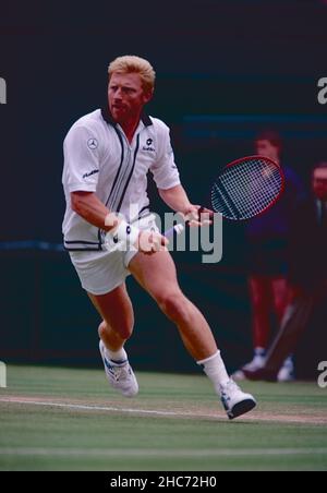 Il tennista tedesco Boris Becker, Wimbledon, UK 1991 Foto Stock