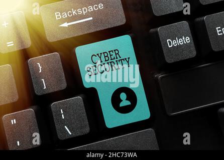 Testo della scrittura Cyber Security. Business showcase Proteggi un sistema informatico da accessi non autorizzati Word Processing Program Ideas, Logging Foto Stock