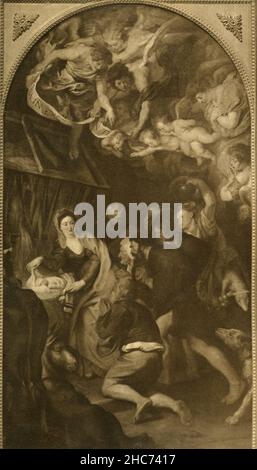La nascita di Cristo, dipinto dall'artista fiammingo Peter Paul Rubens, Monaco di Baviera 1897 Foto Stock