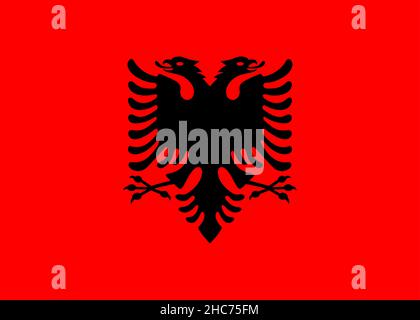 Repubblica nazionale di bandiera di Albania, campo rosso con un'aquila nera a due teste al centro Illustrazione Vettoriale