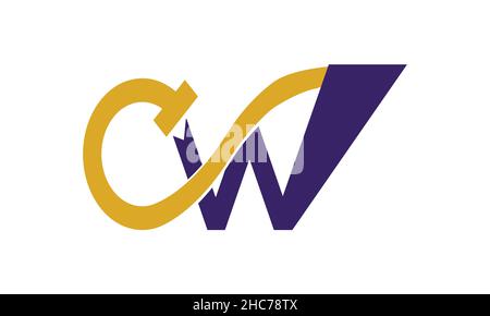Lettere alfabetiche iniziali logo monogramma CW, WC, C e W. Illustrazione Vettoriale
