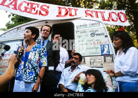 Caso SILCO: I coniugi Metral fanno sciopero della fame per ottenere la liberazione di Jacqueline Valente, Lione, Francia, 1992 Foto Stock