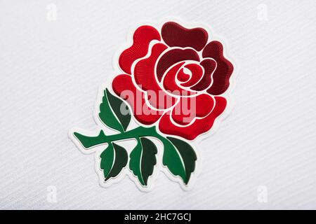 Primo piano della maglia England National Rugby Union. Foto Stock