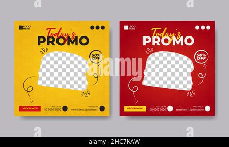 Volantino o social media post modello menu alimentare a tema Illustrazione Vettoriale