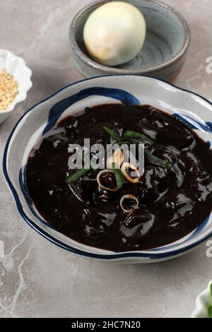 Salsa di fagioli neri per Jajangmyeon Noddle coreano con influenza cinese Foto Stock