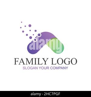 Lettera A logo della famiglia Connected Community Concept. Illustrazione Vettoriale