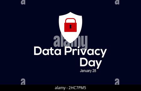 Gennaio 28 - Data Privacy Day. Modello vettoriale per banner, poster, maglietta, cartoncino. Illustrazione Vettoriale