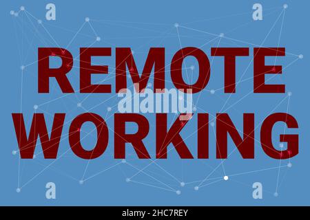 Visualizzazione concettuale lavoro remoto. Stile di panoramica aziendale che consente ai professionisti di lavorare al di fuori di una linea di uffici sfondi illustrati con Foto Stock