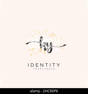KY Handwriting logo arte vettoriale di firma iniziale, matrimonio, moda, gioielleria, boutique, floreale e botanica con modello creativo per qualsiasi azienda Illustrazione Vettoriale