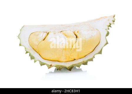 Il re della frutta Durian isolati su sfondo bianco. Foto Stock