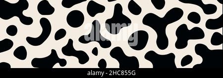 Sfondo panoramico realistico di macchie di mucca sulla pelle, modello web - illustrazione vettoriale Illustrazione Vettoriale