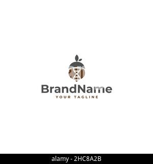 Piante di quercia colorate e minimaliste Logo design Illustrazione Vettoriale