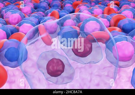 Reed-Sternberg in hodgkin linfoma closeup view 3D rappresentazione illustrazione Foto Stock