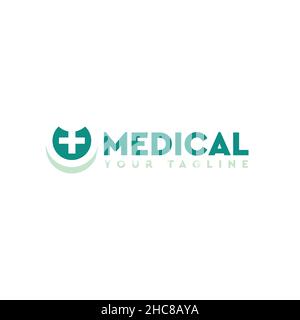 Design minimalista MEDICAL Plus sano logo design Illustrazione Vettoriale
