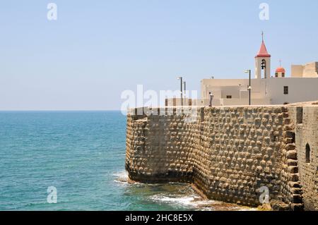 Israele, acro, XVIII secolo la chiesa di San Giovanni Battista, situato entro le mura della città di Acri - la capitale marittima del Regno Crociato e t Foto Stock