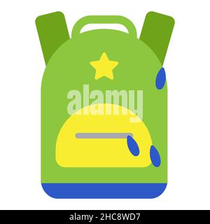 Zaino scuola per bambini e adolescenti. Illustrazione semplice in stile cartoon flat. Ritorno a scuola e concetto educativo. Stampa per Web, banner Illustrazione Vettoriale