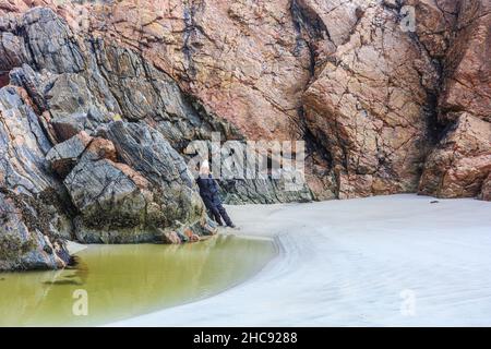 Traigh Uige - la più grande distesa di sabbia sulla costa occidentale di Lewis nelle Ebridi esterne. Foto Stock