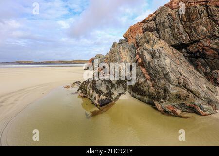 Traigh Uige - la più grande distesa di sabbia sulla costa occidentale di Lewis nelle Ebridi esterne. Foto Stock