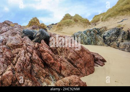 Traigh Uige - la più grande distesa di sabbia sulla costa occidentale di Lewis nelle Ebridi esterne. Foto Stock