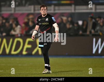 Barnet, Regno Unito. 26th Dic 2021. Premiership Rugby. Saracens V Worcester Warriors. Stadio StoneX. Barnet. Nick Tompkins (Saracens). Credit: Sport in immagini/Alamy Live News Foto Stock