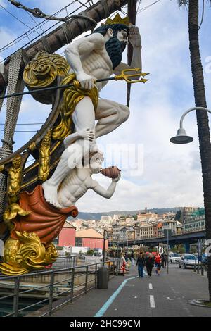 Arco di Galleon Nettuno, fedele ricostruzione di un galeone spagnolo del 1600, costruito appositamente per il film 'Pirati' di Roman Polanski Foto Stock