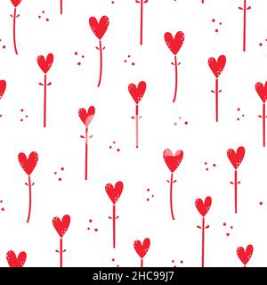 Modello vettoriale senza giunture con cuori per San Valentino. Illustrazione Vettoriale
