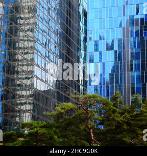 Immagine verticale degli edifici di uffici Foto Stock