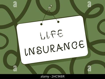 Didascalia concettuale assicurazione sulla vita. Foto concettuale pagamento del beneficio di morte o lesione sepoltura o reclamo medico bloccato porta appendere disegno con Foto Stock