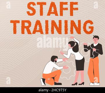 Testo della scrittura formazione del personale. Business Approach Un programma che aiuta i dipendenti ad apprendere conoscenze specifiche Illustrazione di un Gruppo Holding Spur Foto Stock