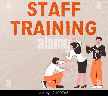 Testo della scrittura formazione del personale. Business Approach Un programma che aiuta i dipendenti ad apprendere conoscenze specifiche Illustrazione di un Gruppo Holding Spur Foto Stock