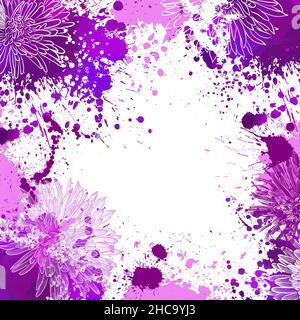 Cornice di sfondo con fiori e fiori viola. Illustrazione vettoriale Illustrazione Vettoriale