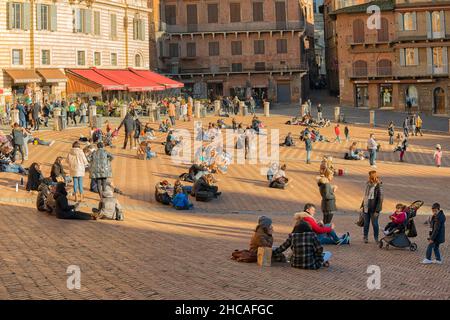 Piazza del Campo a Siena, Italia Foto Stock