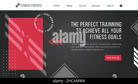 flat design fitness landing page astratto disegno vettore illustrazione Illustrazione Vettoriale