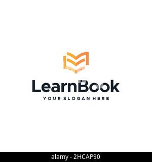 Minimal Simple Learn Book Abstract logo design Illustrazione Vettoriale