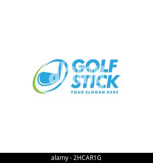 Design minimalista semplice e colorato con il logo DEL BASTONE DA GOLF Illustrazione Vettoriale