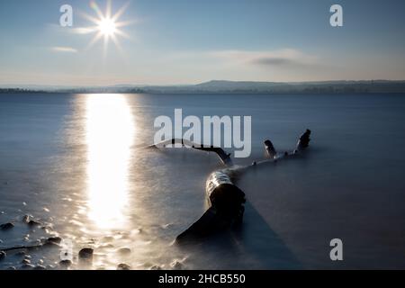 Nel tardo pomeriggio autunnale al lago Ammersee, Baviera, Germania Foto Stock