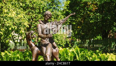 Vitebsk, Bielorussia. Monumento a Marc Zakharovich Chagall in Estate Sunny Day. Era un artista russo-francese di origine ebraica bielorussa Foto Stock