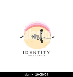 MF Handwriting logo arte vettoriale di firma iniziale, matrimonio, moda, gioielleria, boutique, floreale e botanica con modello creativo per qualsiasi azienda Illustrazione Vettoriale